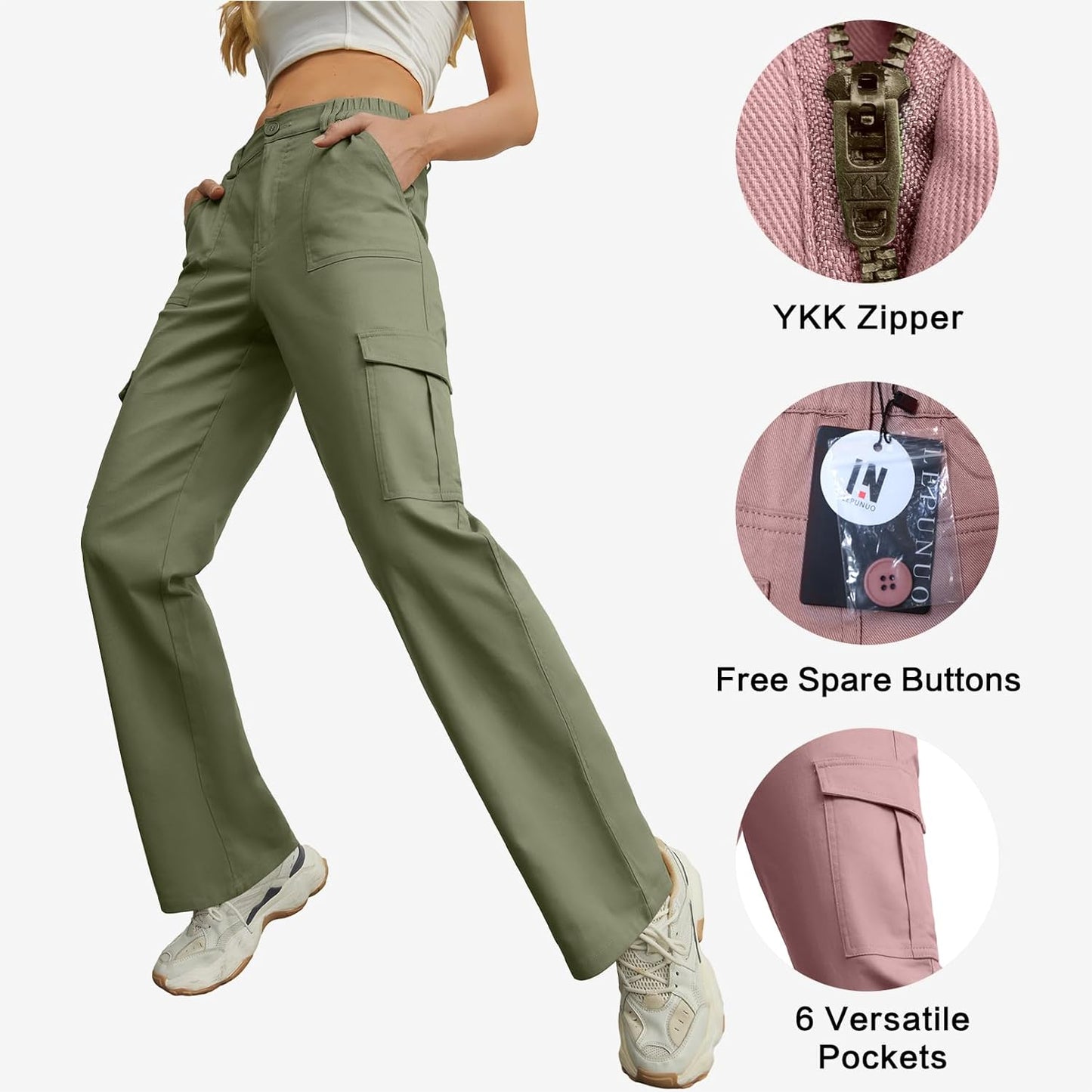 Korean Baggy High Waist Cargo Pants with 6 Pockets