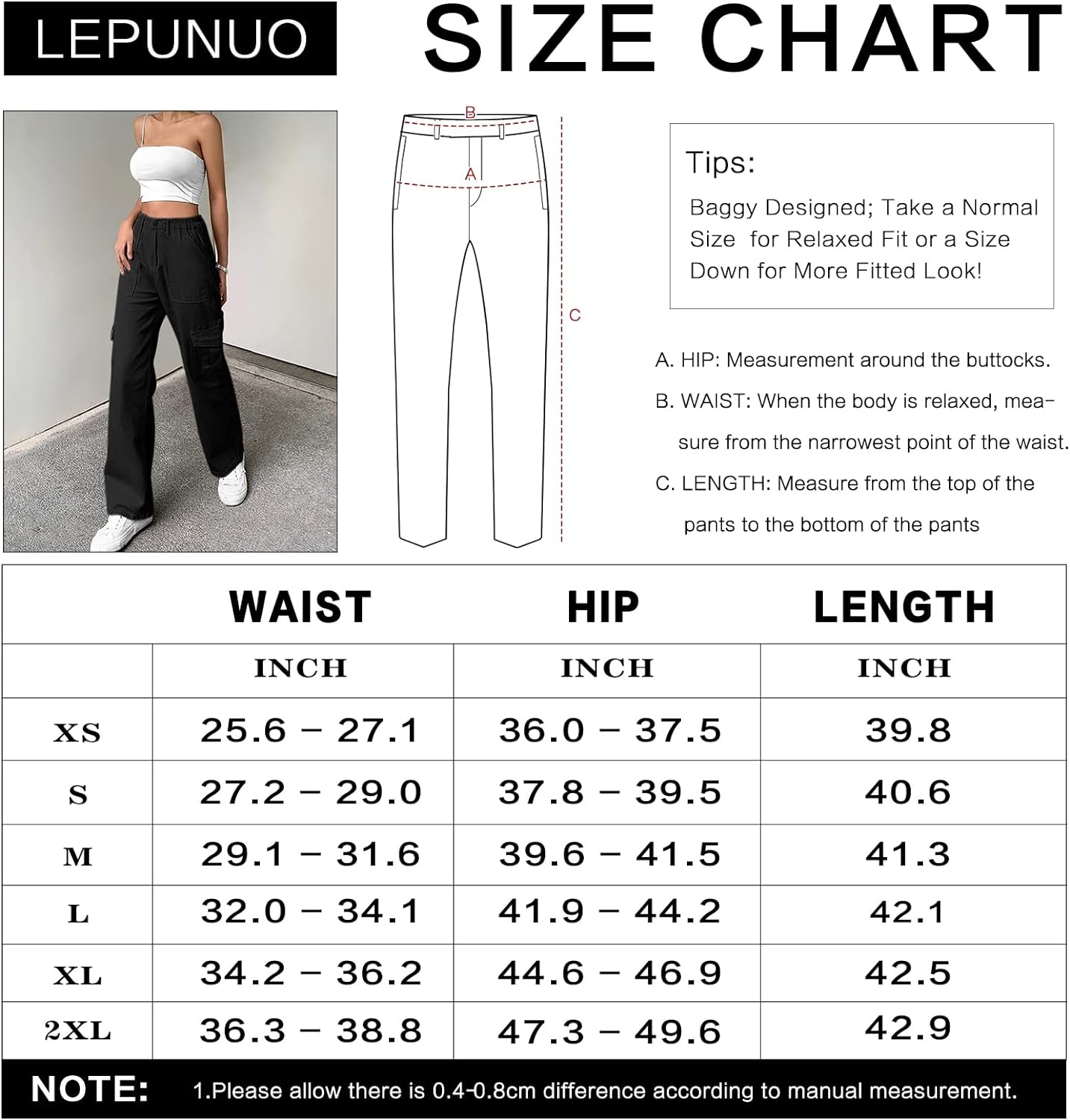 Korean Baggy High Waist Cargo Pants with 6 Pockets