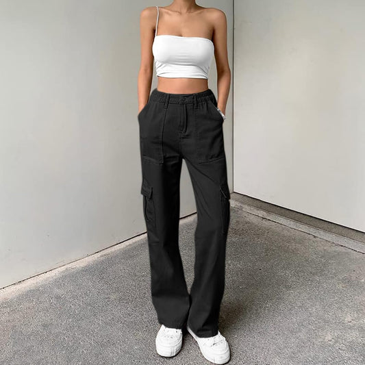 Korean Baggy High Waist Cargo Pants with 6 Pockets