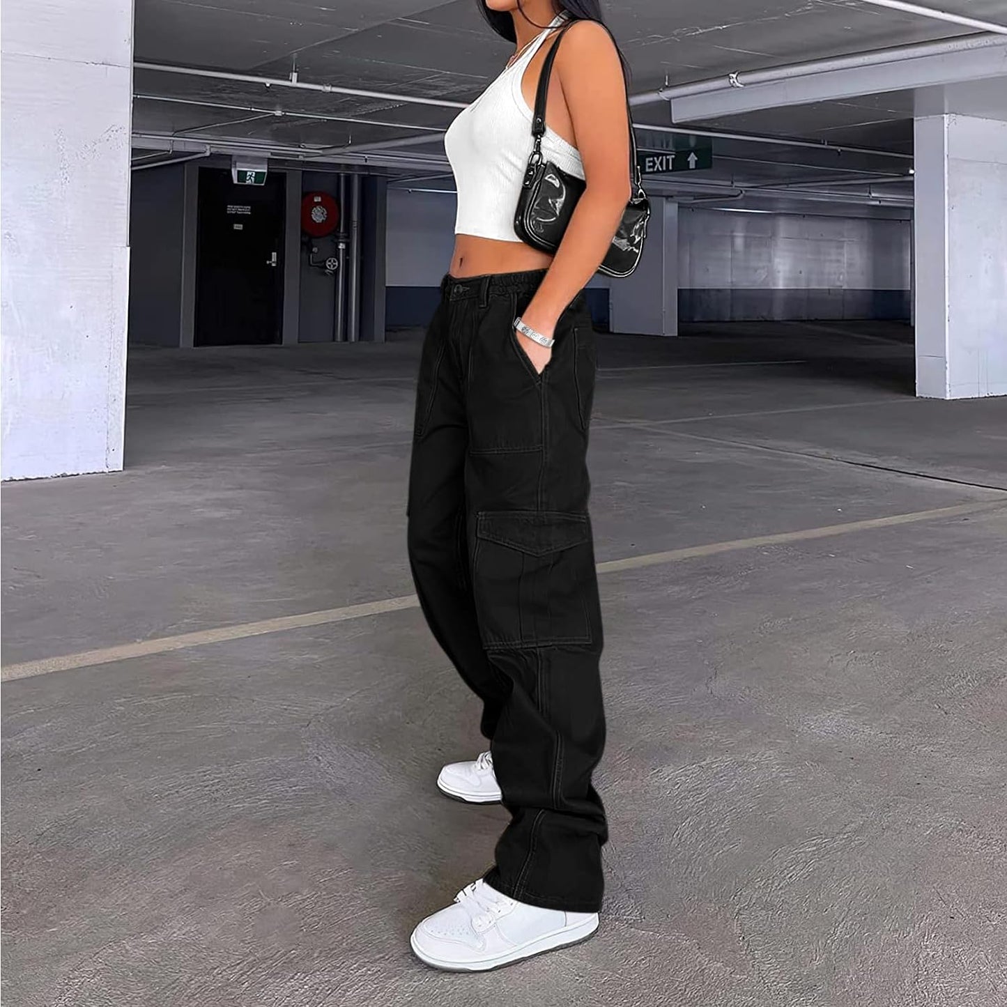 Korean Baggy High Waist Cargo Pants with 6 Pockets