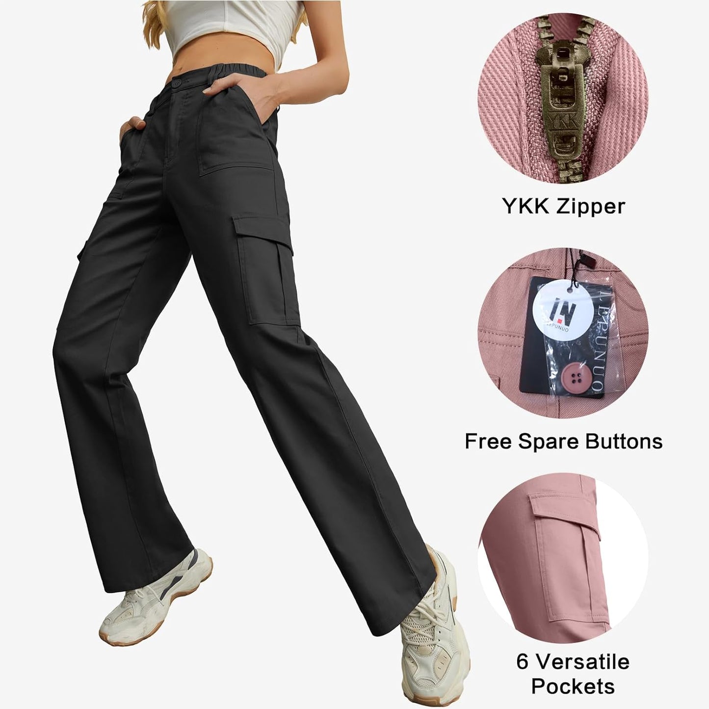 Korean Baggy High Waist Cargo Pants with 6 Pockets