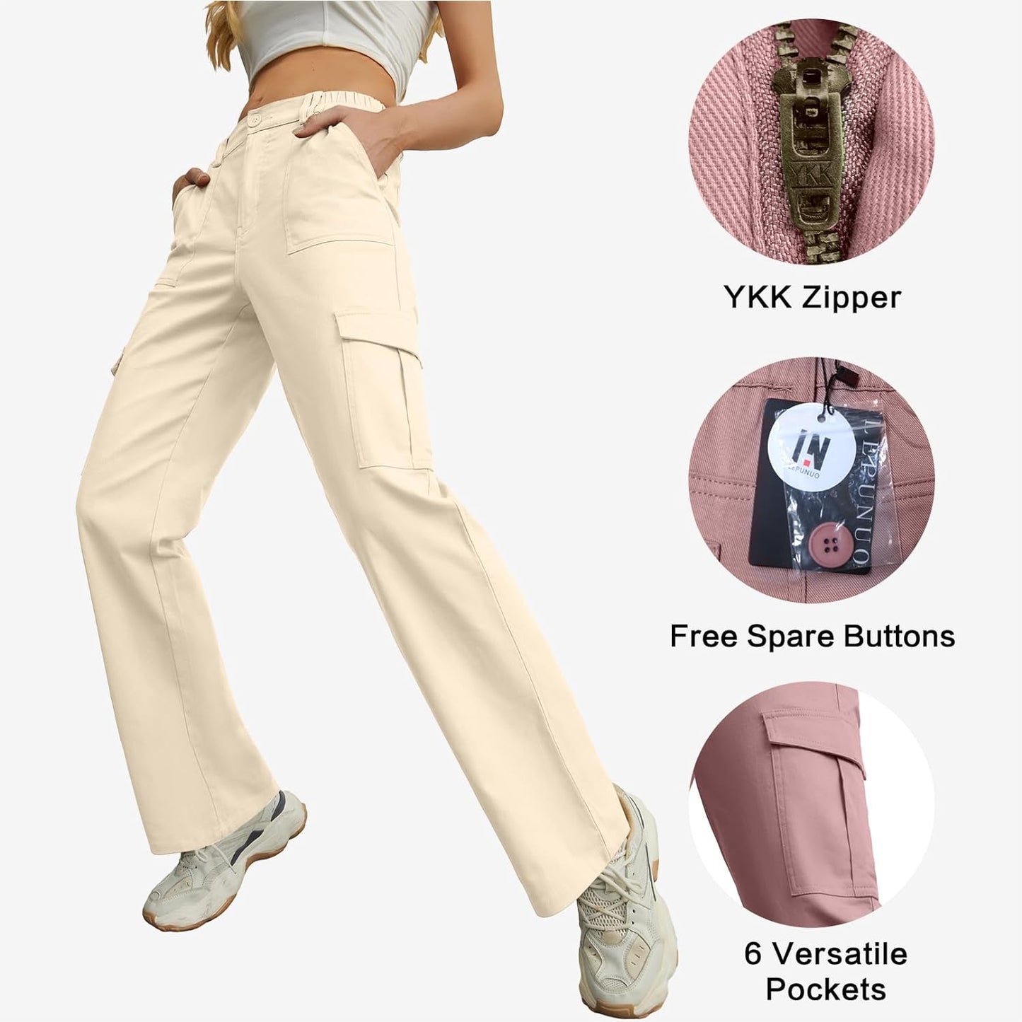 Korean Baggy High Waist Cargo Pants with 6 Pockets