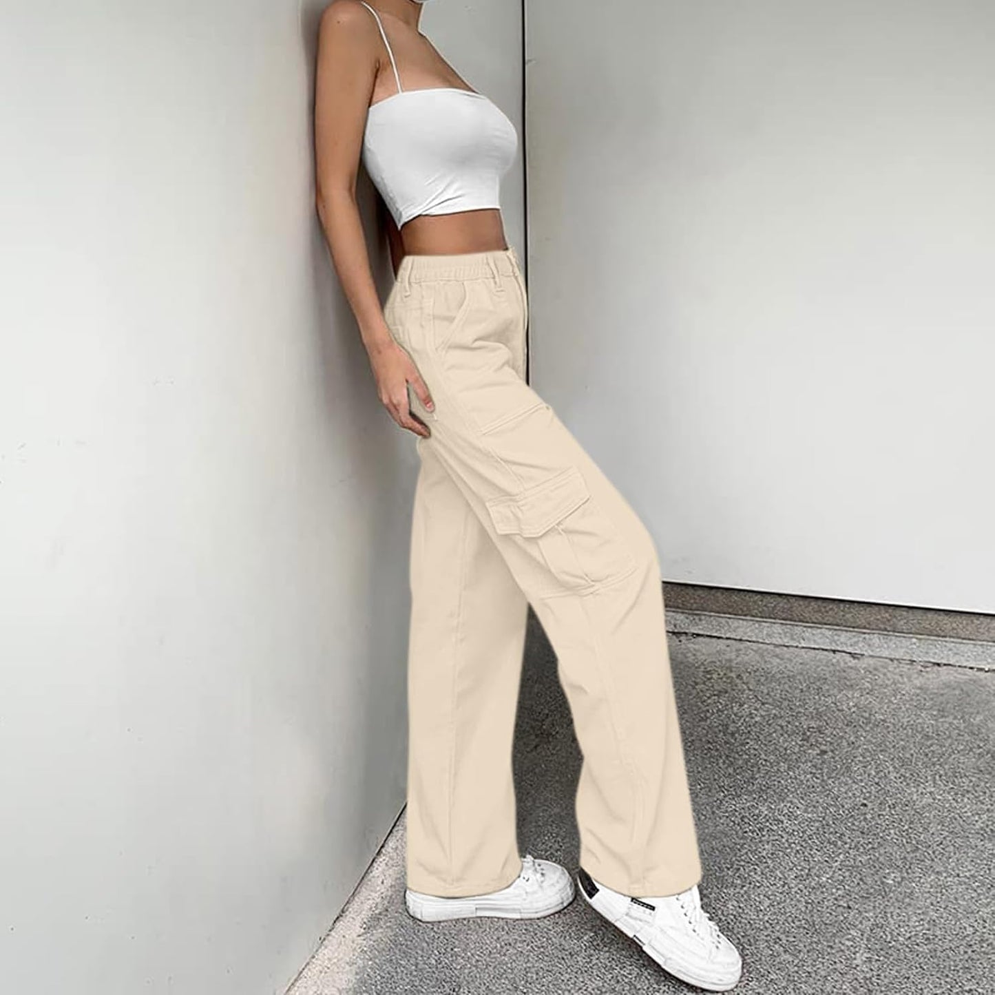 Korean Baggy High Waist Cargo Pants with 6 Pockets